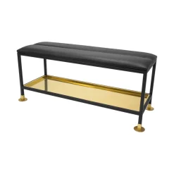 Sale Scherlin Banco con zapatero 11, /latón, cojín para silla cuero Negro