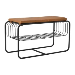 Scandi Living Banco/estante zapatero Nod 80x36x42 cm, Black Negro