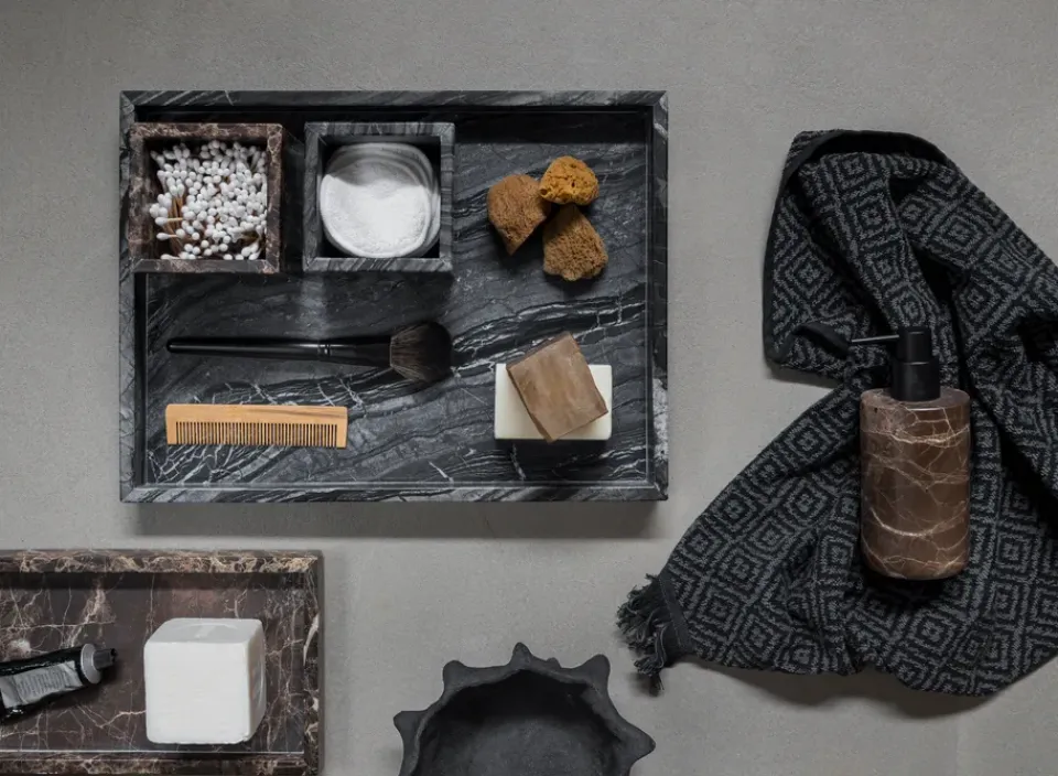 Online Mette Ditmer Bandeja decorativa Marble large 30x40 cm, Black-grey NegroGris