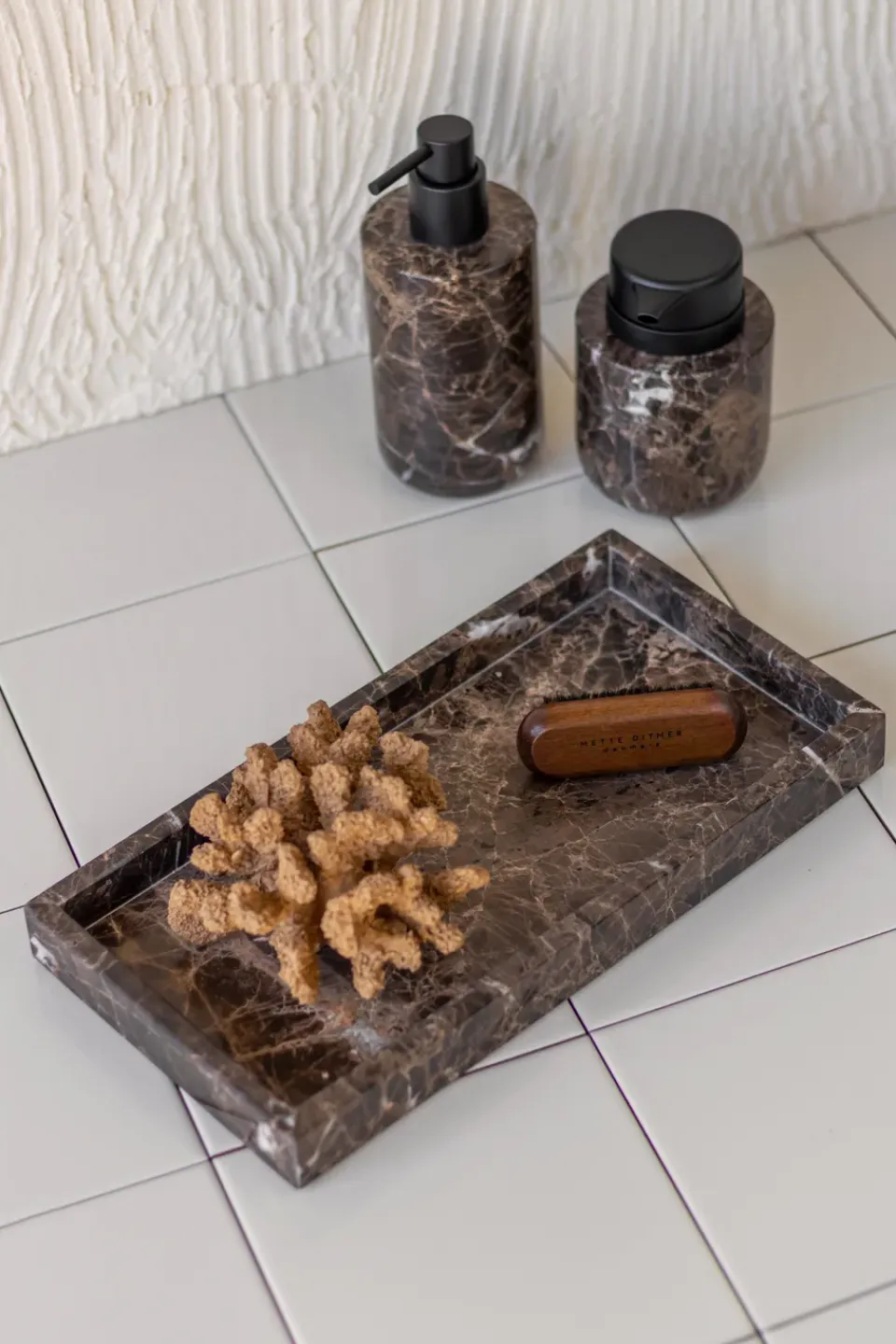 Clearance Mette Ditmer Bandeja decorativa Marble 16x31 cm, Marrón