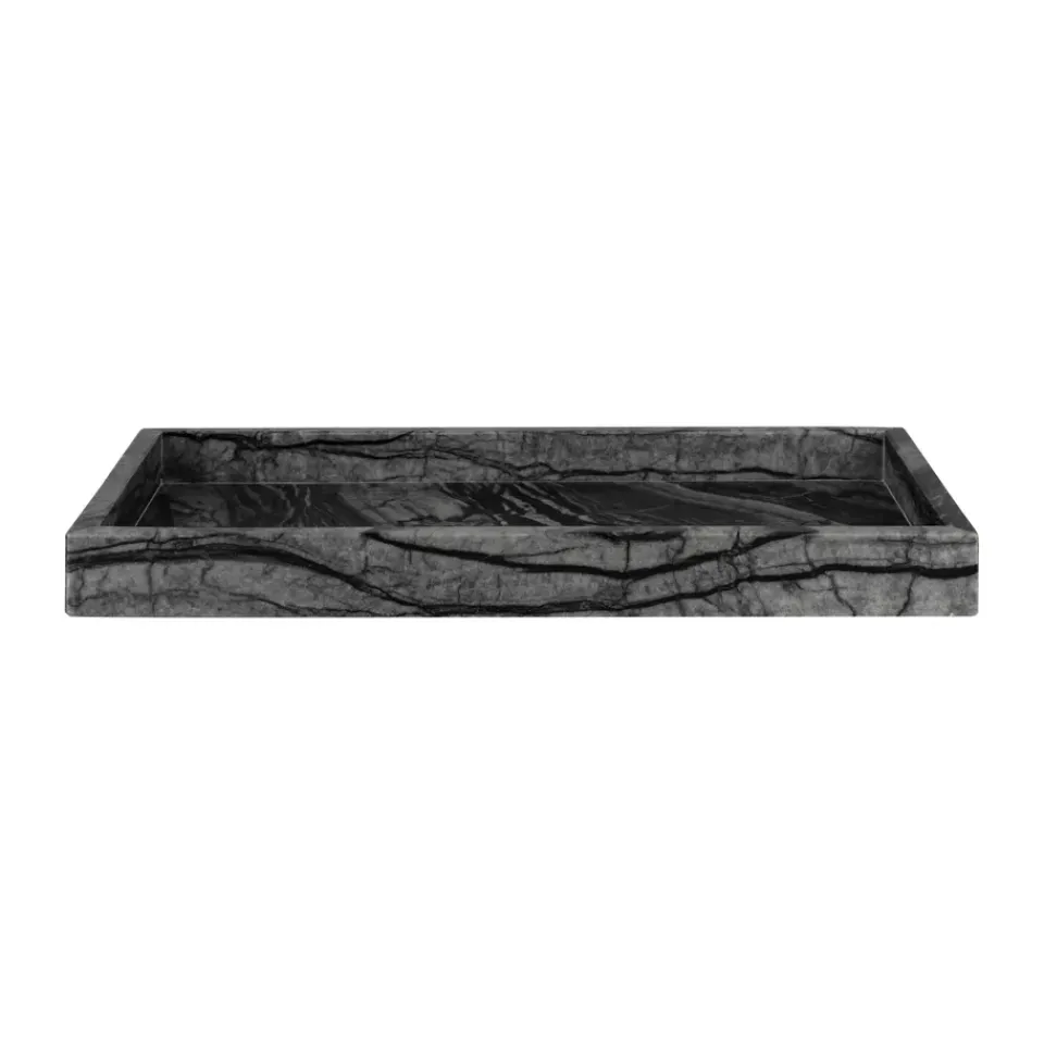Outlet Mette Ditmer Bandeja decorativa Marble 16x31 cm, Negro-gris GrisNegro