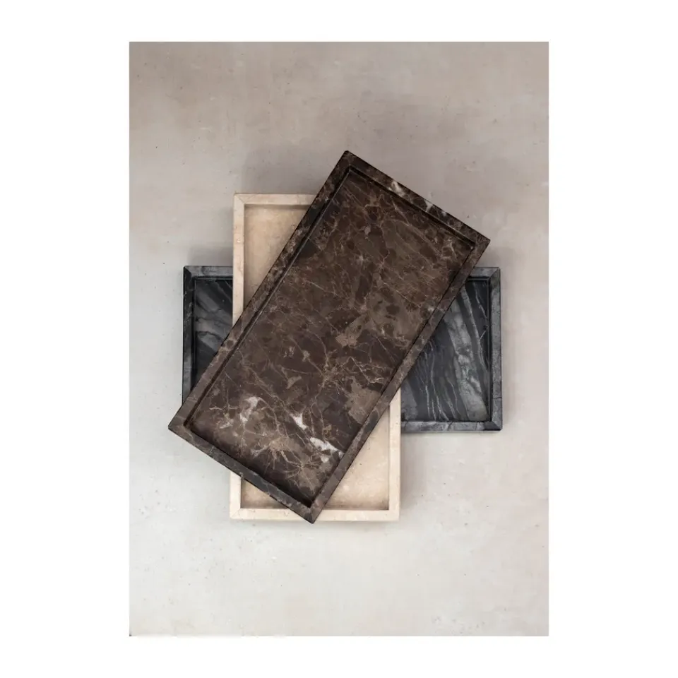 Outlet Mette Ditmer Bandeja decorativa Marble 16x31 cm, Negro-gris GrisNegro