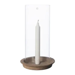 New ERNST Bandeja para velas-portavelas incl. cilindro de vidrio 30 cm, Terracota MarrónTransparente
