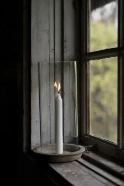New ERNST Bandeja para velas-portavelas incl. cilindro de vidrio 30 cm, Terracota MarrónTransparente