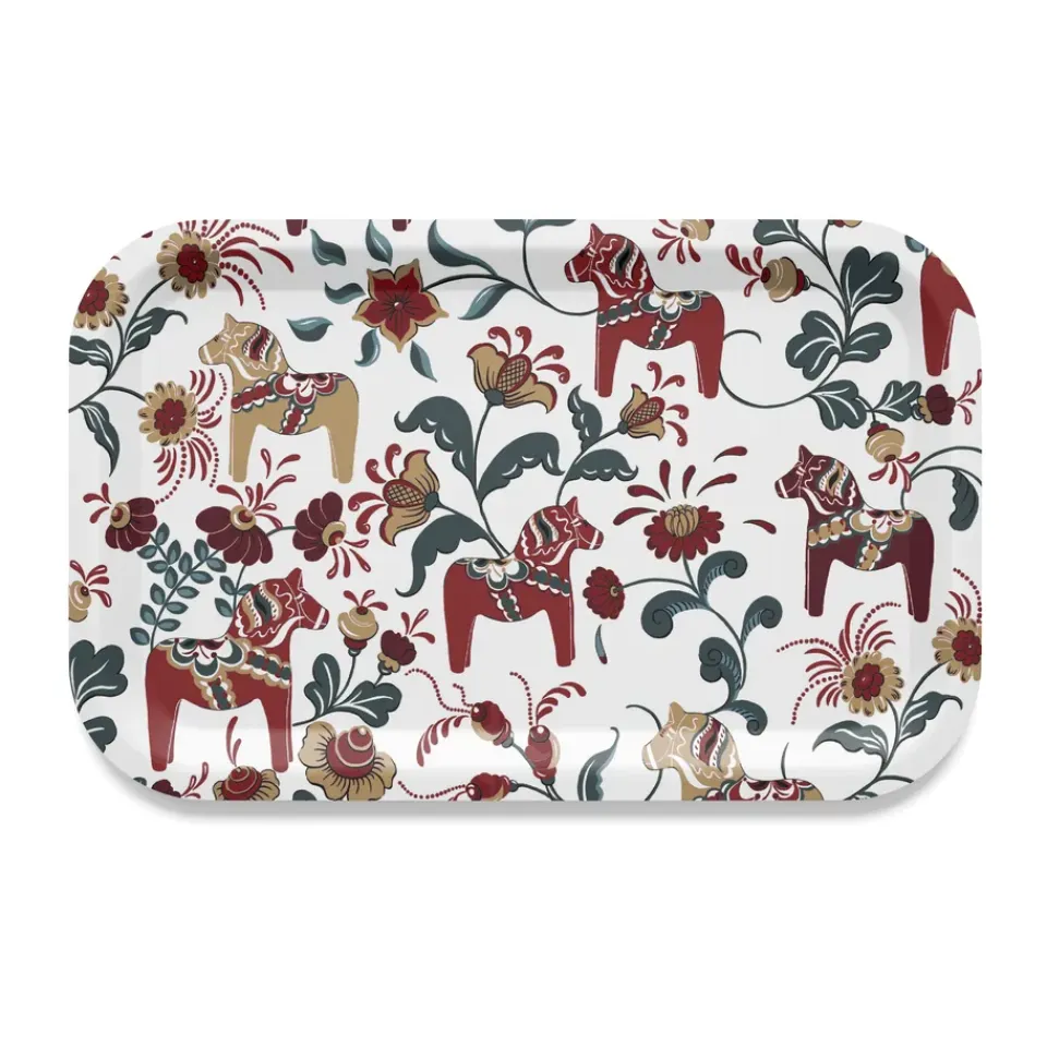 Hot Arvidssons Textil Bandeja Leksand de 21x33 cm, Edición aniversario 30 años BlancoRojoAzul
