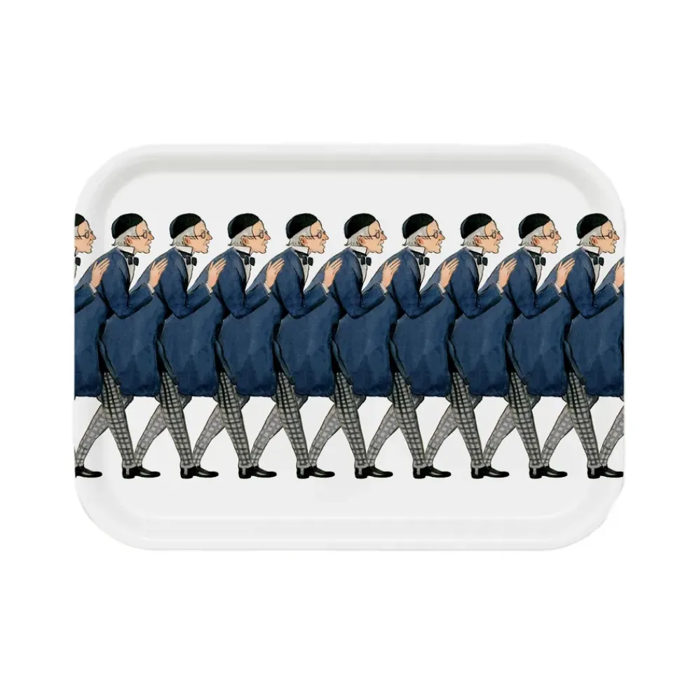 Discount Design House Stockholm Bandeja rectangular Uncle Blue, 20 x 27 cm AzulBlanco
