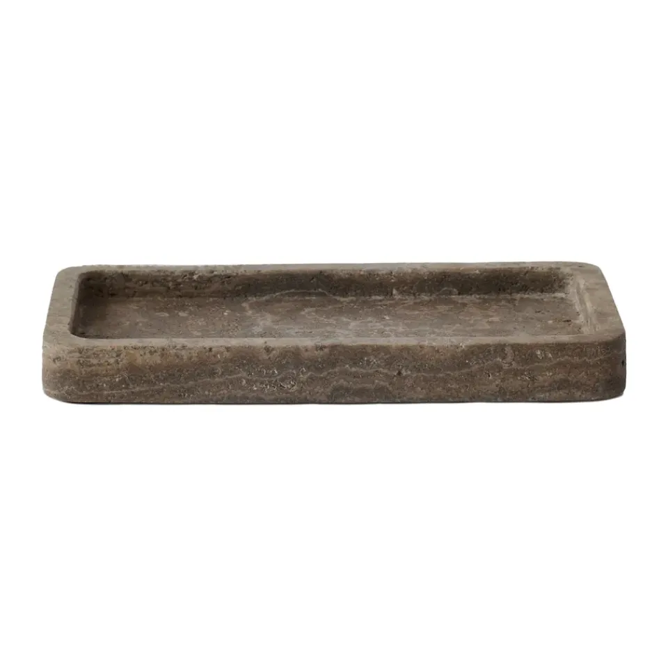 Clearance Tell Me More Bandejita decorativa de travertino 13x25 cm, Marrón