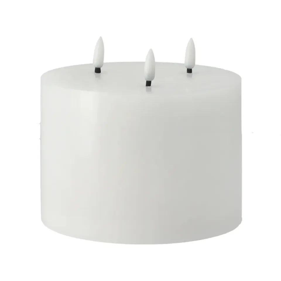 Scandi Essentials Bloque de vela LED Bright Melt 3 mechas 13 cm, Blanco