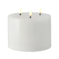 Scandi Essentials Bloque de vela LED Bright Melt 3 mechas 13 cm, Blanco