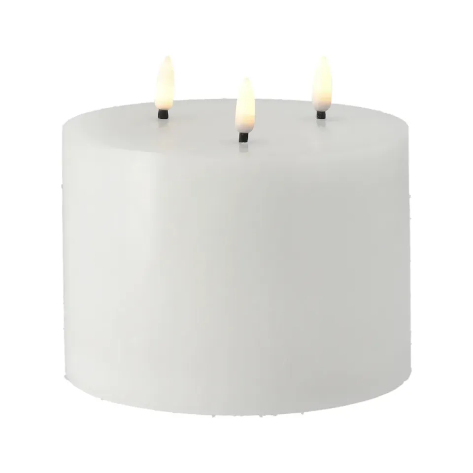 Scandi Essentials Bloque de vela LED Bright Melt 3 mechas 13 cm, Blanco