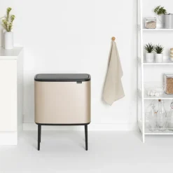 Best Brabantia Bo Touch Bin 11+23 L, Metallic Gold BeigeNegro