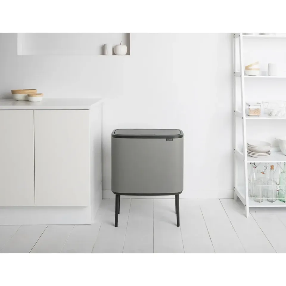 Best Brabantia Bo Touch Bin 11+23 L, Mineral concrete grey Gris