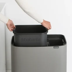 Best Brabantia Bo Touch Bin 11+23 L, Mineral concrete grey Gris
