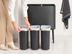New Brabantia Bo Touch Bin 3 x 11 L, Confident Grey Gris