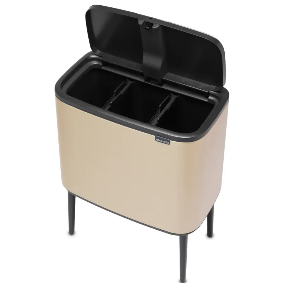 Hot Brabantia Bo Touch Bin 3 x 11 L, Metallic Gold Beige
