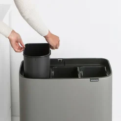 Hot Brabantia Bo Touch Bin 3 x 11 L, Mineral concrete grey Gris