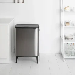 Brabantia Bo touch bin high 2x30 L, acero cepillado mate Plateado