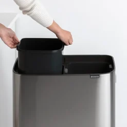 Brabantia Bo touch bin high 2x30 L, acero cepillado mate Plateado