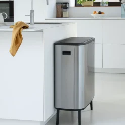 Brabantia Bo touch bin high 2x30 L, acero cepillado mate Plateado