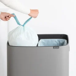 New Brabantia Bo touch bin high 2x30 L, Mineral concrete grey Gris