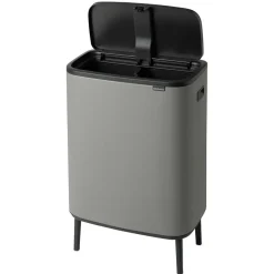 New Brabantia Bo touch bin high 2x30 L, Mineral concrete grey Gris