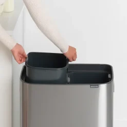 Outlet Brabantia Bo touch bin 2x30 L, acero cepillado mate Plateado