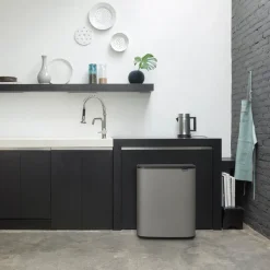 Brabantia Bo touch bin 2x30 L, Mineral concrete grey Gris