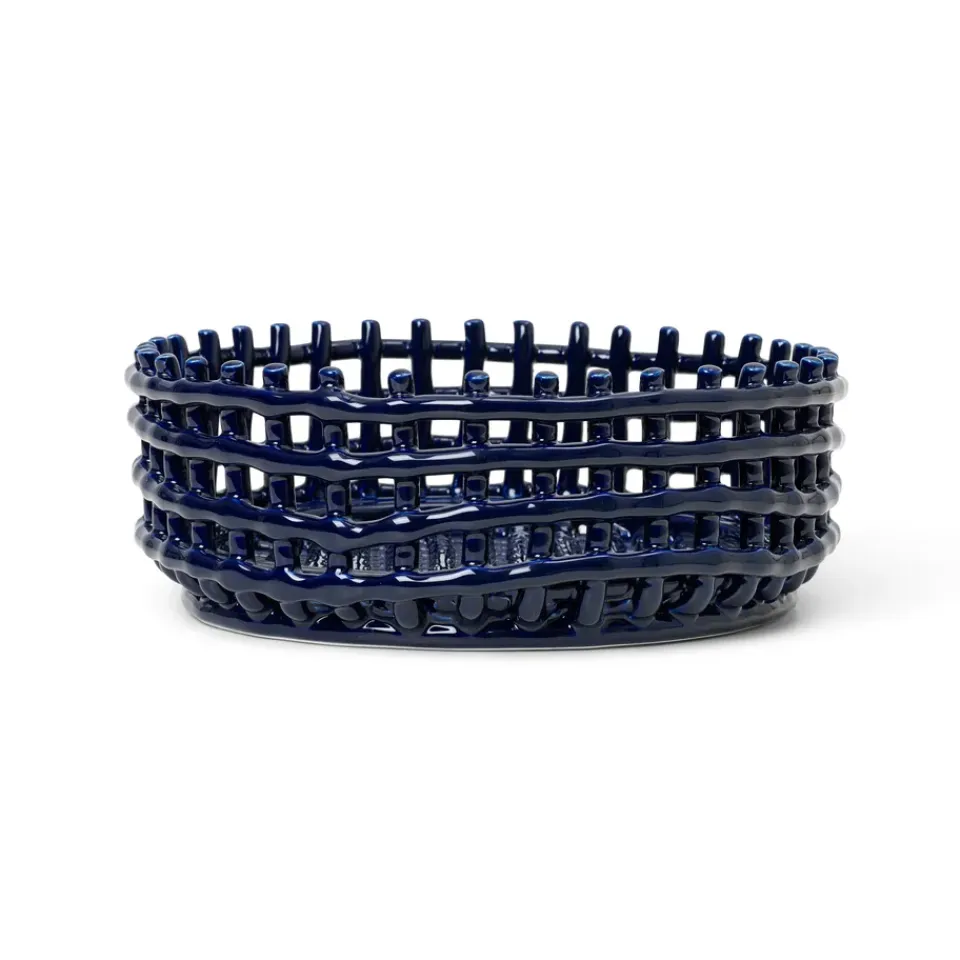 Outlet Ferm Living Bol Ceramic trenzado, Blue Azul