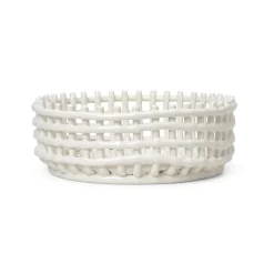 Clearance Ferm Living Bol Ceramic trenzado, Off-white Blanco