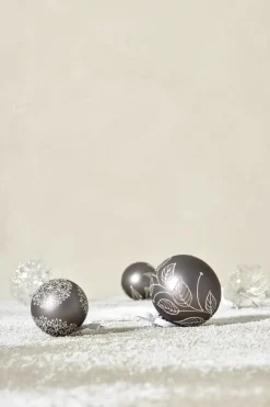 Sale Lene Bjerre Bola de Navidad Cadelia Ø8 cm, oscuro, copo de nieve Gris