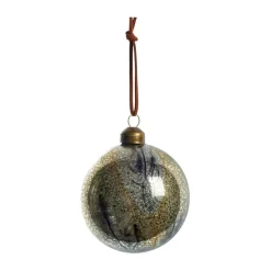 Outlet Lene Bjerre Bola de Navidad Nosille redonda Ø8 cm, Plata-dorado Color dorado