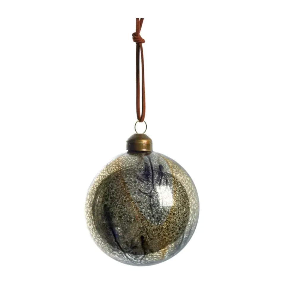 Outlet Lene Bjerre Bola de Navidad Nosille redonda Ø8 cm, Plata-dorado Color dorado