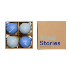Hot Design Letters Bola de navidad XMAS Stories Ø4 cm 4 unidades, Cobalt blue-light blue Azul