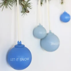 Hot Design Letters Bola de navidad XMAS Stories Ø4 cm 4 unidades, Cobalt blue-light blue Azul