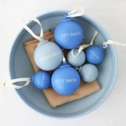 Hot Design Letters Bola de navidad XMAS Stories Ø4 cm 4 unidades, Cobalt blue-light blue Azul