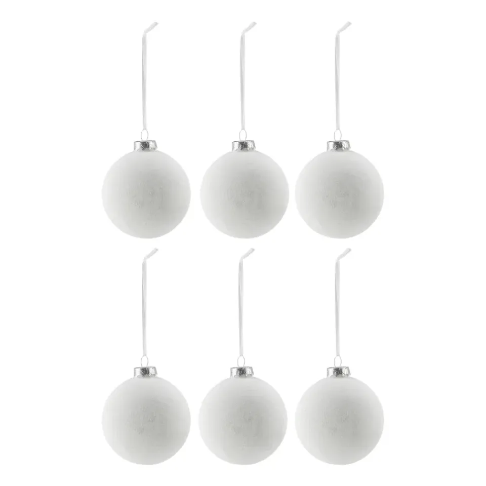 Scandi Living Bolas de Navidad Snowing 6 unidades, Blanco