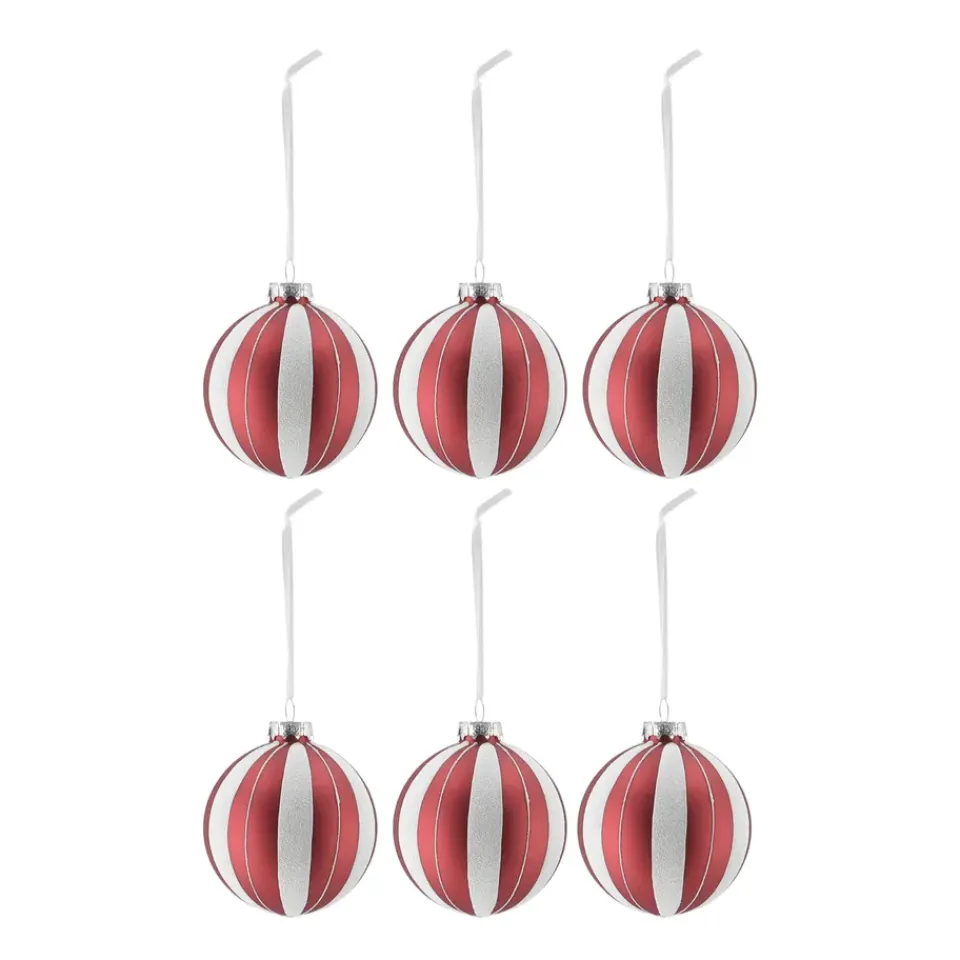 Outlet Scandi Living Bolas de Navidad Tradition 6 unidades, /blanco Rojo