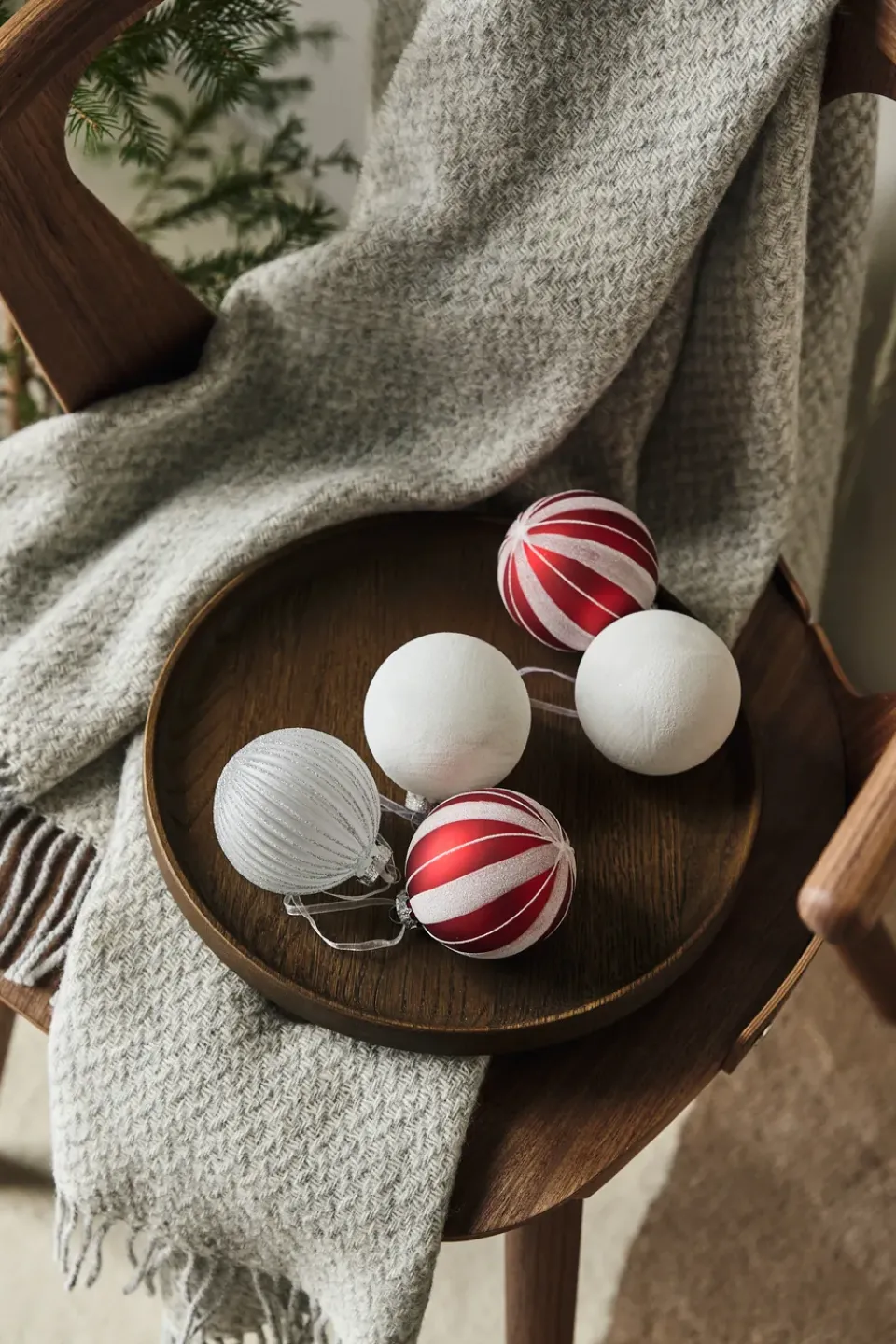 Outlet Scandi Living Bolas de Navidad Tradition 6 unidades, /blanco Rojo