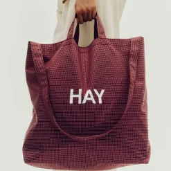 New HAY Bolsa Grid Crossover Bag medium, Burgundy, medium Rojo