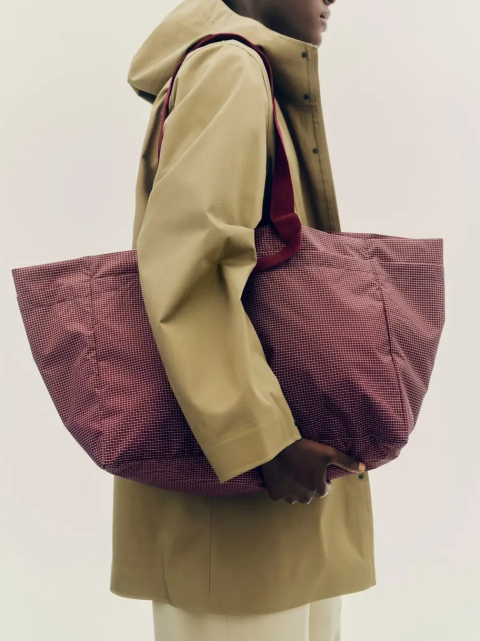 Outlet HAY Bolsa Grid Weekend Bag, Burgundy, large Rojo