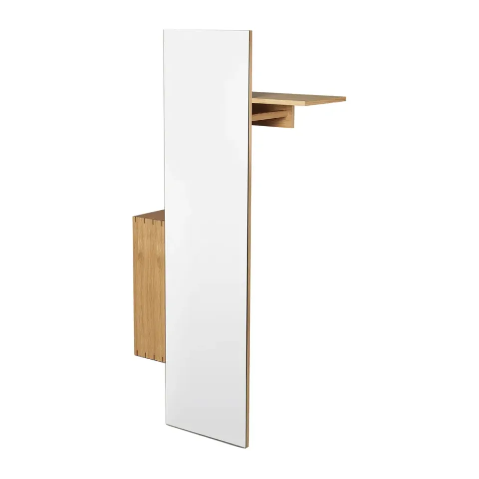 Clearance Ferm Living Bon hallway cabinet perchero con espejo, Oiled Oak Marrón