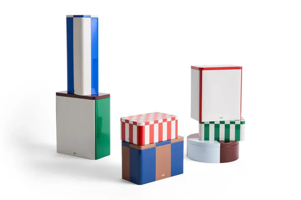 Best HAY Bote Tin Container medium, Brown-midnight blue Multi