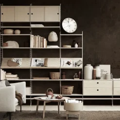Discount String Cabinet con puertas correderas , Chapa de fresno, 78x30 cm Beige