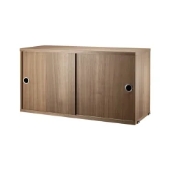 Online String Cabinet con puertas correderas , Nogal, 78x30 cm Marrón