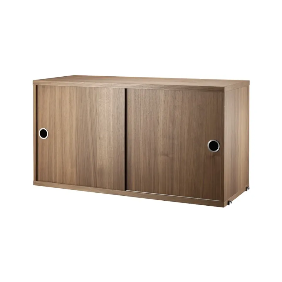 Online String Cabinet con puertas correderas , Nogal, 78x30 cm Marrón