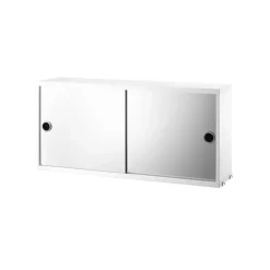 Discount String Cabinet con puertas correderas , , puertas correderas de espejo, 78x20 cm Blanco