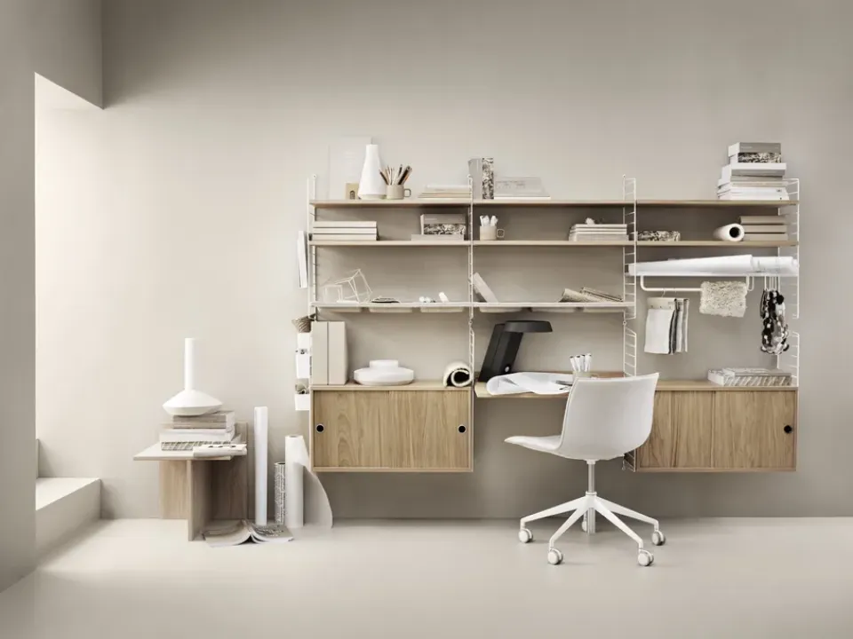 Best String Cabinet con puertas correderas , Roble, 78x30 cm Beige
