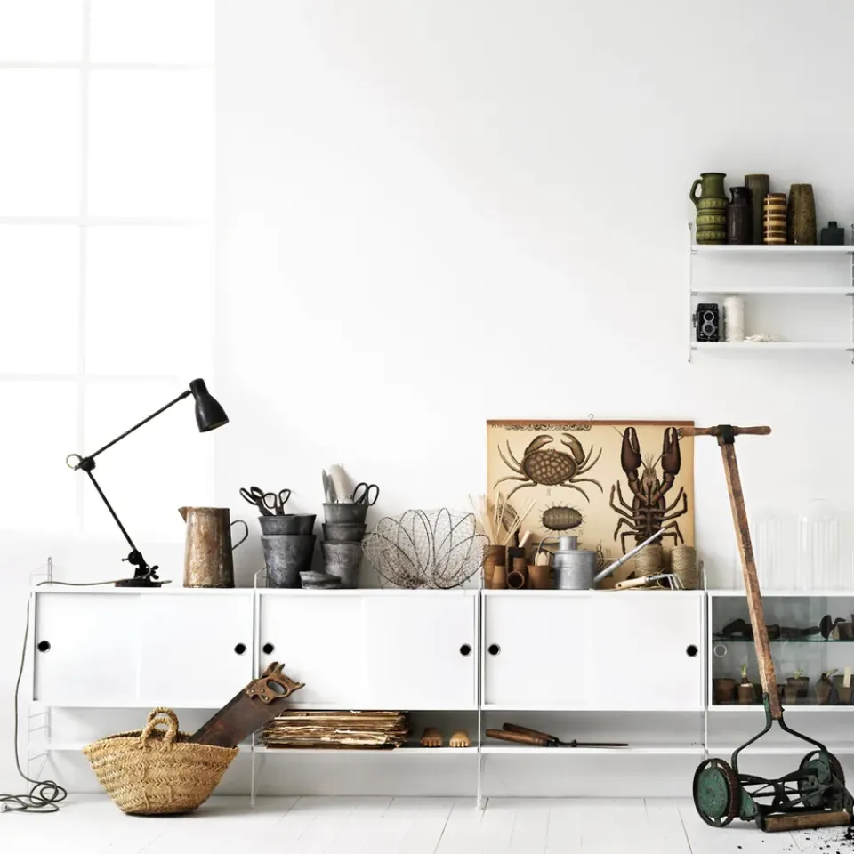 String Cabinet con puertas correderas , , 78x30 cm Blanco