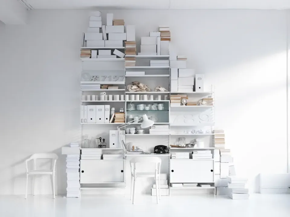 String Cabinet con puertas correderas , , 78x30 cm Blanco