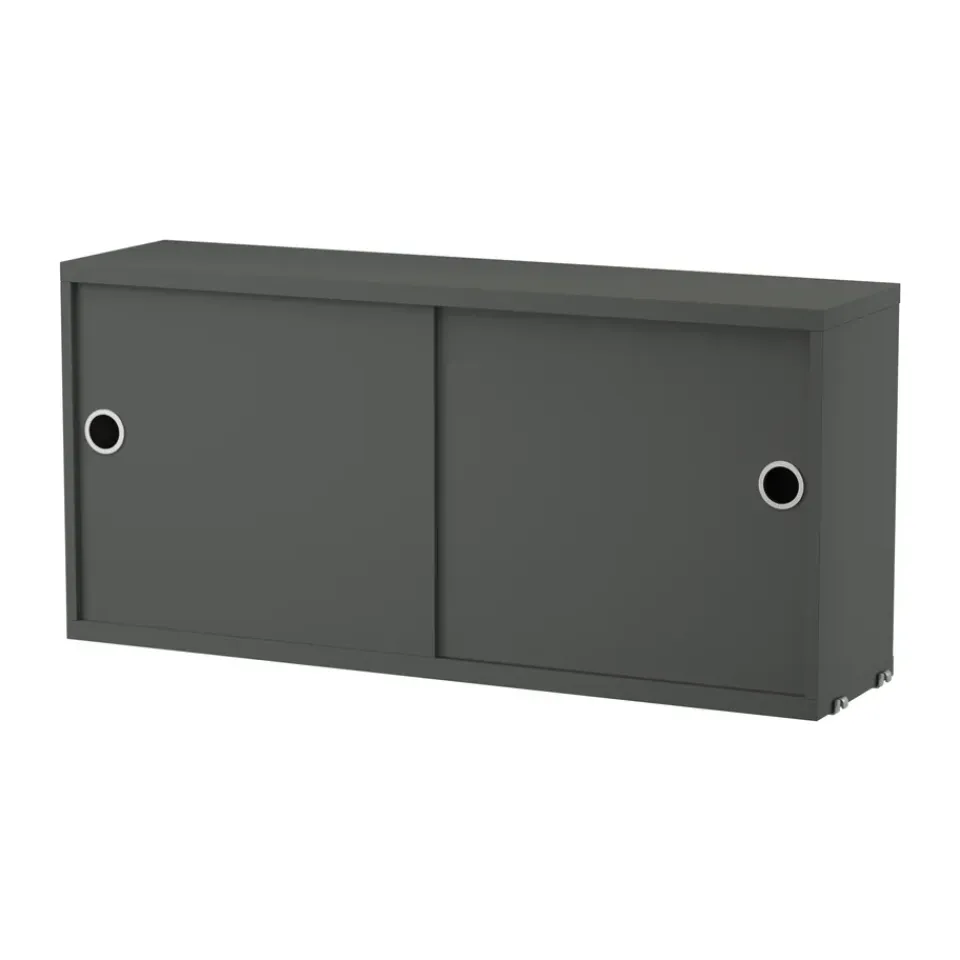 Sale String Cabinet con puertas correderas , oscuro, 78x20 cm Gris